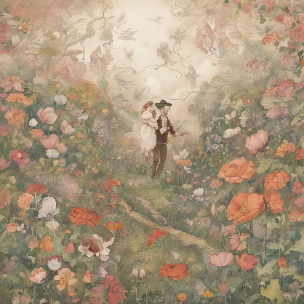 flower field、Two men