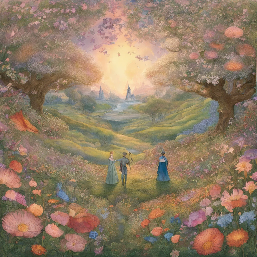 flower field、Two men