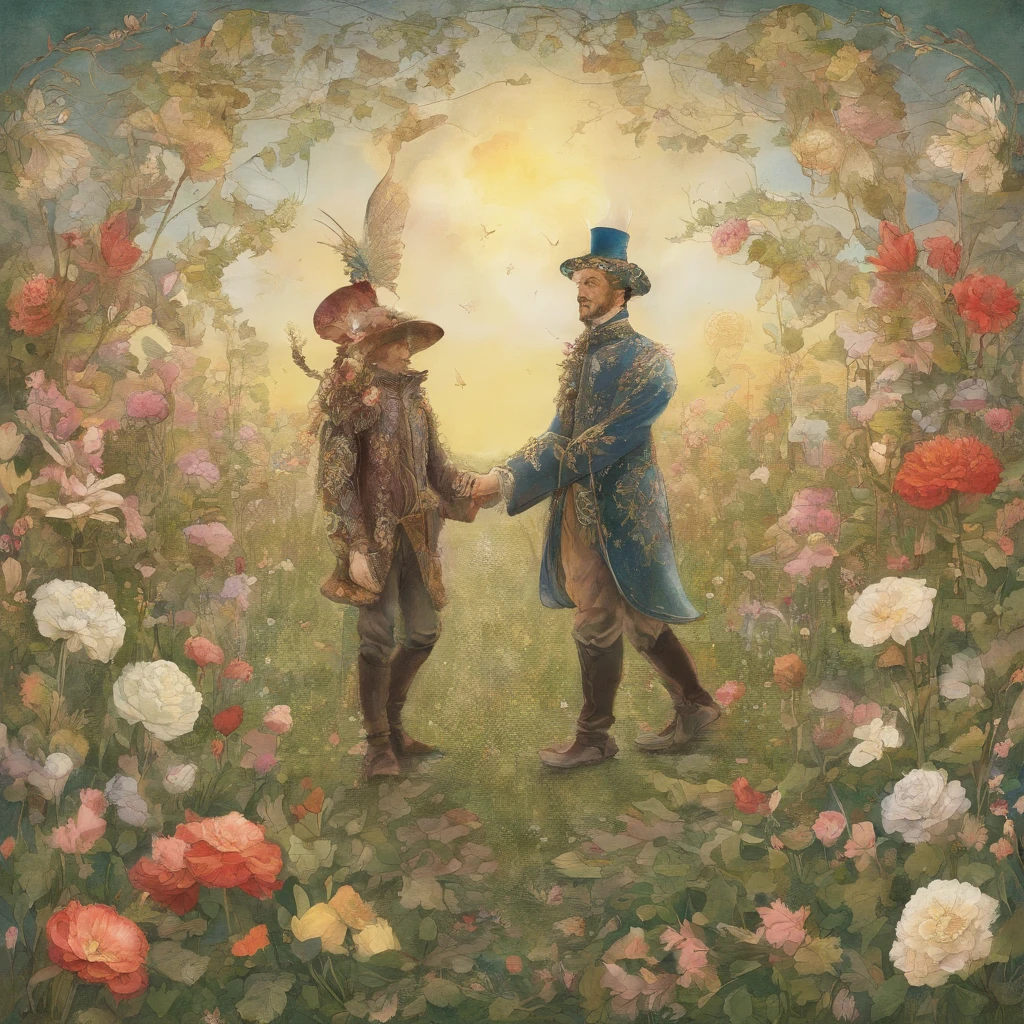 flower field、Two men