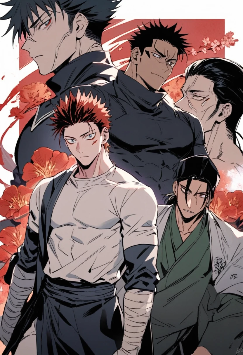 Um Personagem feiticeiro homem, Negro, muscles, com roupa de feiticeiro de Jujutsu kaisen