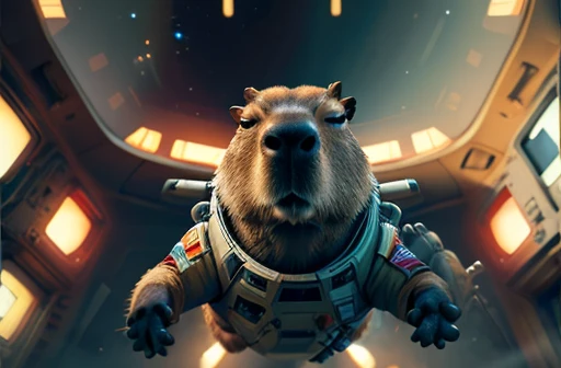 capybara piloting an x-wing spacecraft, determined expression, view into cockpit through window, flight suit, outer space, lasers, space battle, attack formation, planet orbit, nighttime, highly detailed, analog photo, realistic, dutch angle