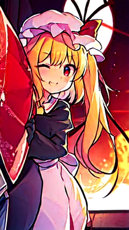 highest quality, masterpiece, High resolution, 一人in, {Flanders_scarlet_East:1.15}, blonde_hair, wing, red_eye, crystallization, 前hair, hin, One_~ side_superior, ribbon, pain_cap, bow, red面, smile, Best, white_hat, red_Best, Ascot, hair_between_eye, red_bow, red_ribbon, superiorper_body, hin_ribbon, yellow_Ascot, short_hair, 1 Girl, looking for_in_Viewer, fluffy_short_Exorcism, fluffy_Exorcism, red_skirt, shirt, short_Exorcism, simple_background, skirt, skirt_set, white_background, white_shirt, Frills, length_hair, wrist_cuffs, Closed_mouth, Frills付き_shirt_collar,フランドールscarlet、red面した顔、Get in bed、betweenmouth、whiteいソフトハット, Red Hat Bow, blondeのhair, Side Ponytail, redいeye, 輝くeye, tooth, redいBest, Short sleeve, puffy sleeves, イエローAscot, redいFrillsskirt,