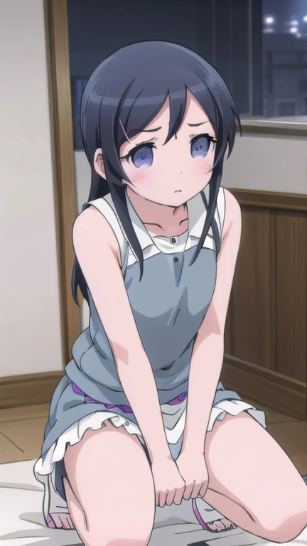 UHD, retina, masterpiece, ccurate, anatomically correct, textured skin, super detail, high details, high quality, award winning, best quality, highres, 1080P, HD, , (ayase aragaki:1.5),Sleeveless dress,Skirt Lift:1.3,In the process of having her panties removed:1.3,Squatting to show vagina,Pinch your nipples