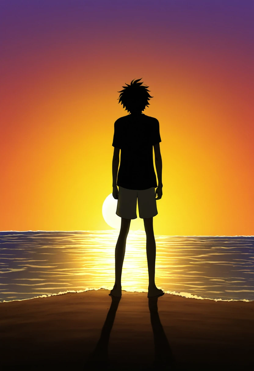 Luffy en una puesta de sol