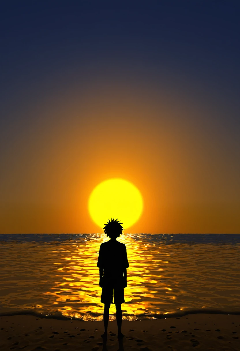 Luffy en una puesta de sol