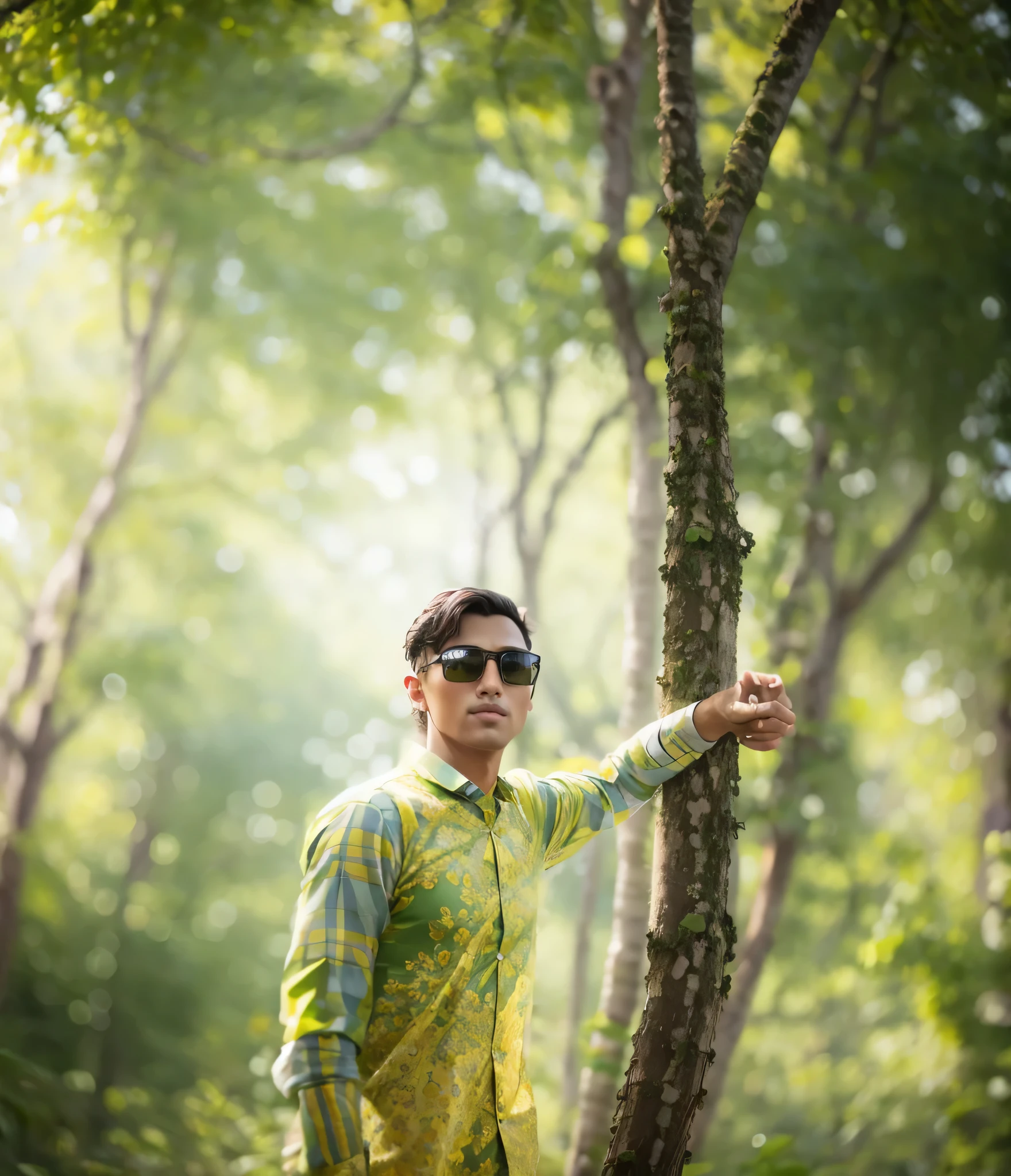 Green and yellow mixed colours shirt