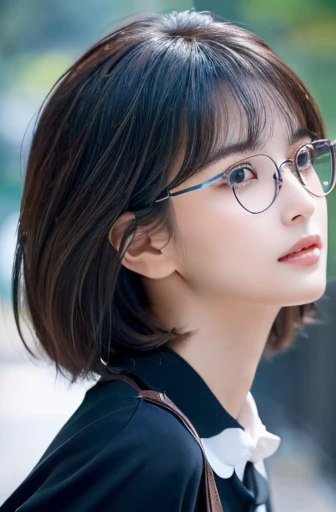 (best quality,8k,high resolution,masterpiece:1.2), 
(ultra-detailed,realistic:1.37),(portraits),
(short hairstyles),(Wellington-shaped glasses with black cell frames:1.2), 
(A lady of pure essence, adorned with innocence and a pristine aura, yet fortified with an unwavering inner strength, exudes a gentle grace.),
(A Japanese woman, 30 years old and 155cm tall.),
(She wears a neat, short hairstyle that gives off a clean impression, complemented by a pair of black cell frame glasses.),
(In impeccable attire, a woman adorned in a sky-blue shirt gazes upon me with gentle eyes, her presence a soothing balm to the soul.),
