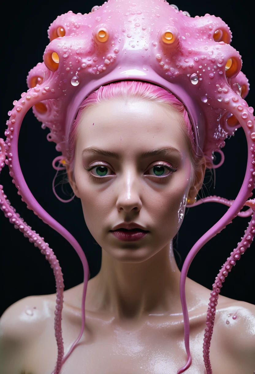 8K, ARTISTIC photogrAphy, best quAlity, mAsterpiece: 1.2), A (potrAit:1.2) witch BLOOD Toon Doll Cthulhu nun QUEEN, PINK many octopus style tentacles, full body RAW candid cinema, yellow hair, 16mm, color graded portra 400 film, remarkable color, ultra realistic, sad admosphere, dark lighting, oppressive atmosphere, depressive colors, kodak portra 400, photograph,r, Natural Light, Pinhead lighgts, blur reflection, Brush Strokes, Smooth, abstract, Splatter, Oil On Canvas, rainbow colors, fractal isometrics details bioluminescens : a stunning realistic photograph of wet bone structure, 3d render, octane render, intricately detailed, titanium decorative headdress, cinematic, trending on artstation | Isometric | Centered