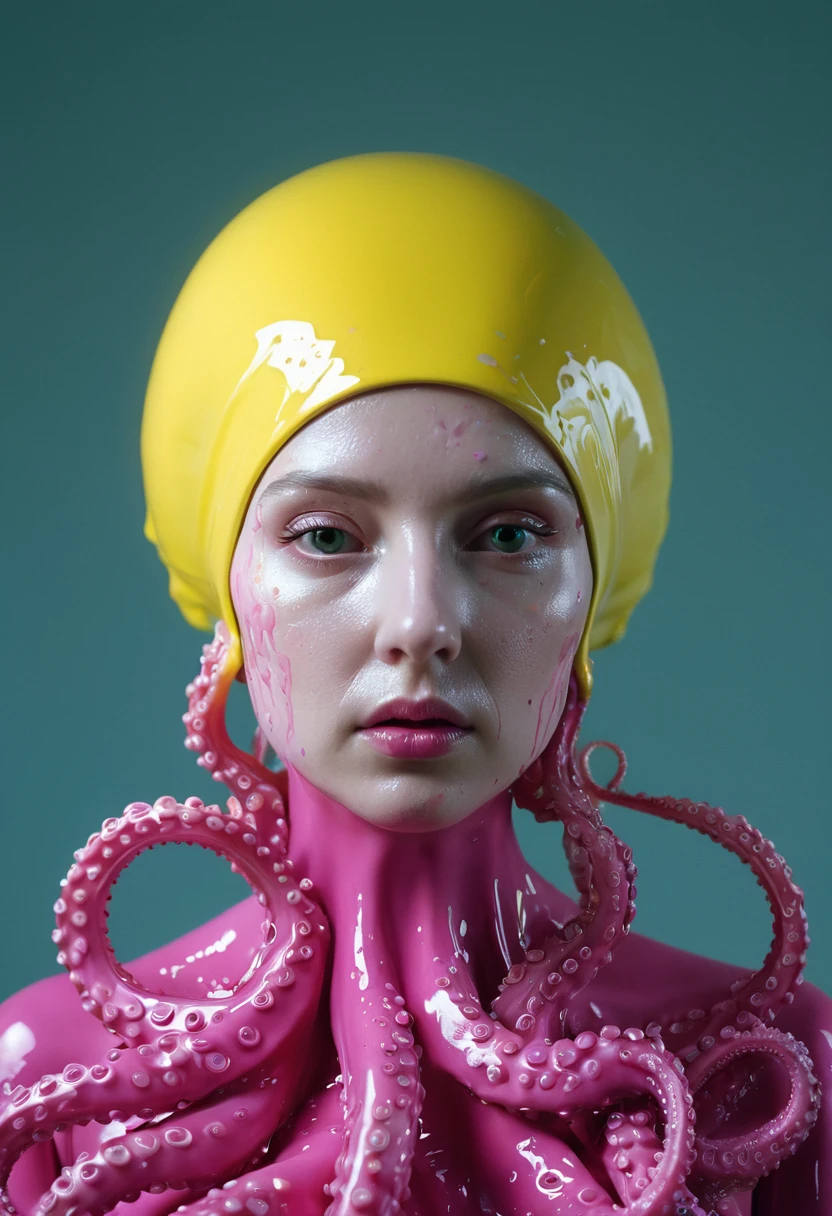 8K, ARTISTIC photogrAphy, best quAlity, mAsterpiece: 1.2), A (potrAit:1.2) witch BLOOD Toon Doll Cthulhu nun QUEEN, PINK many octopus style tentacles, full body RAW candid cinema, yellow hair, 16mm, color graded portra 400 film, remarkable color, ultra realistic, sad admosphere, dark lighting, oppressive atmosphere, depressive colors, kodak portra 400, photograph,r, Natural Light, Pinhead lighgts, blur reflection, Brush Strokes, Smooth, abstract, Splatter, Oil On Canvas, rainbow colors, fractal isometrics details bioluminescens : a stunning realistic photograph of wet bone structure, 3d render, octane render, intricately detailed, titanium decorative headdress, cinematic, trending on artstation | Isometric | Centered
