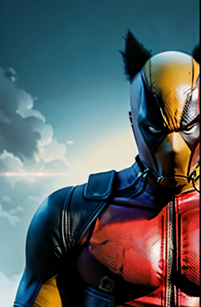 Character in yellow costume, Wolverine and Deadpool combined.