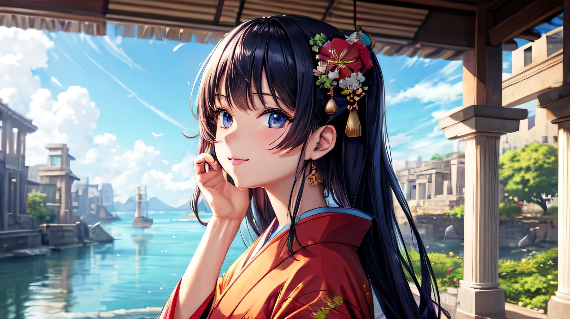 Perfect Face, for anime,Ancient Capital,Beautiful woman in kimono