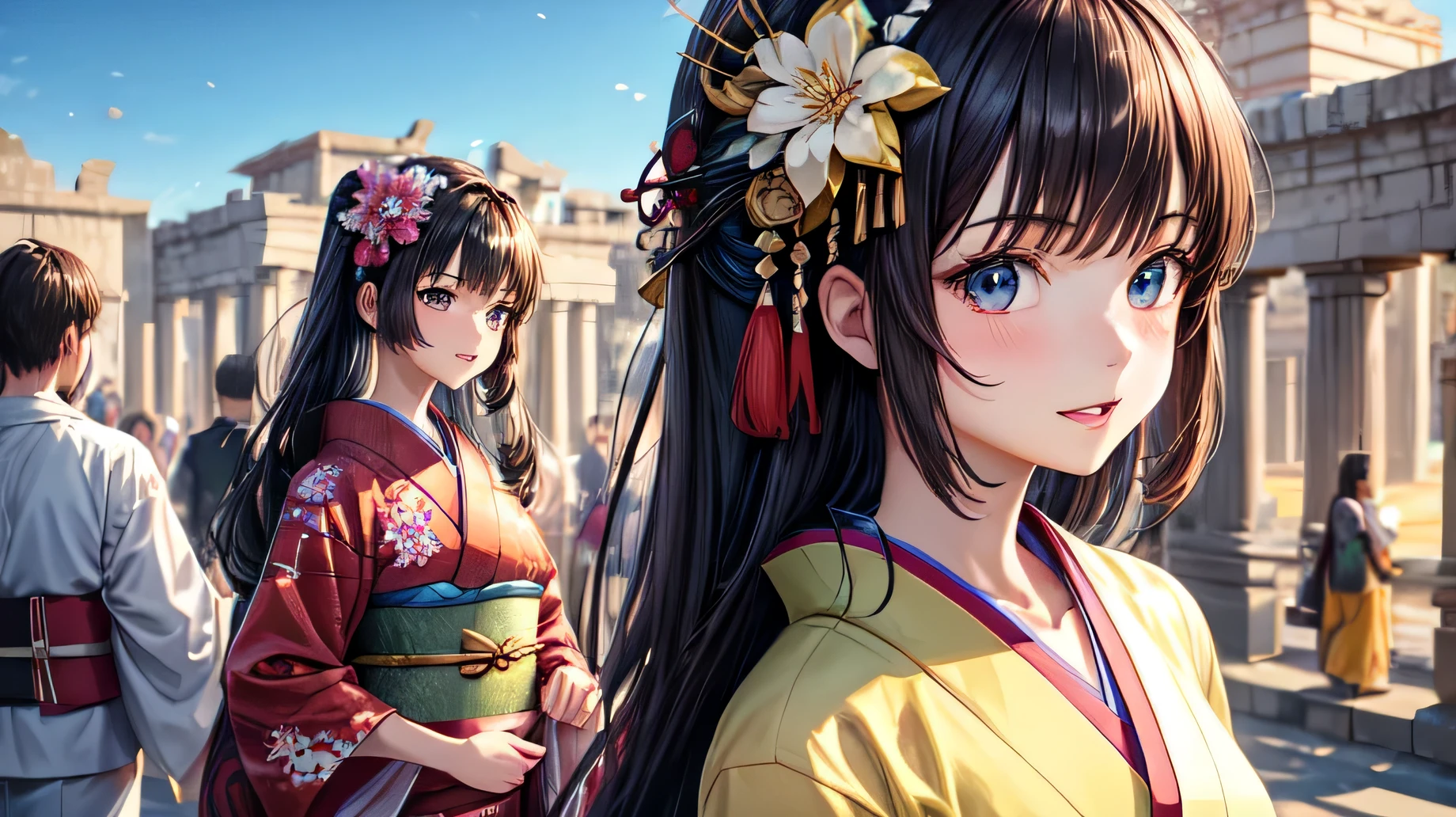Perfect Face, for anime,Ancient Capital,Beautiful woman in kimono