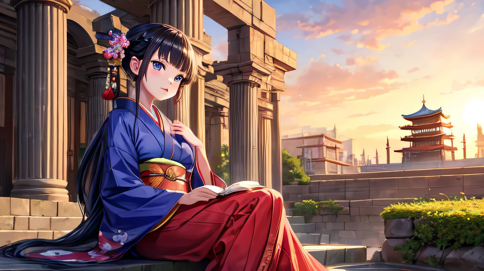 Perfect Face, for anime,Ancient Capital,Beautiful woman in kimono
