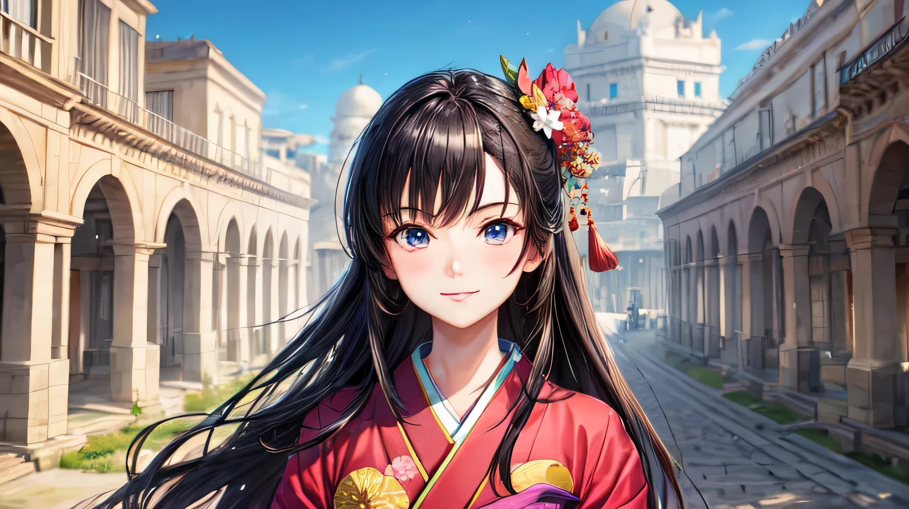 Perfect Face, for anime,Ancient Capital,Beautiful woman in kimono
