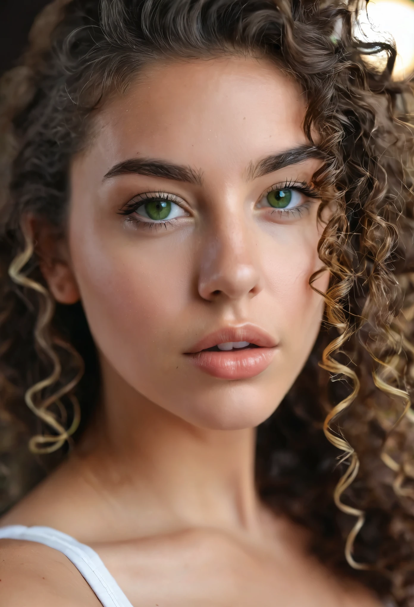 green eyes, no make up