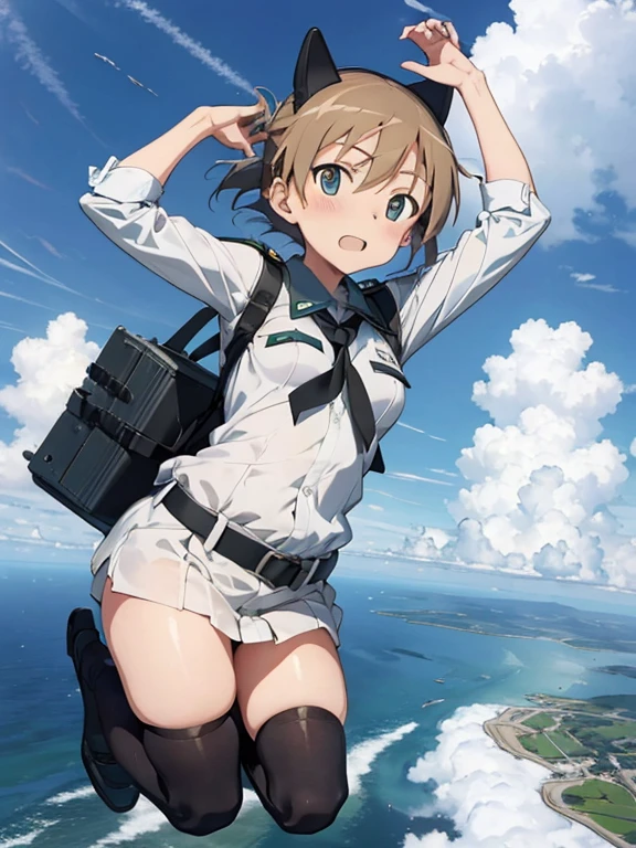 1girl free_fall from 10000m above the ground,(strike witches:1.2)