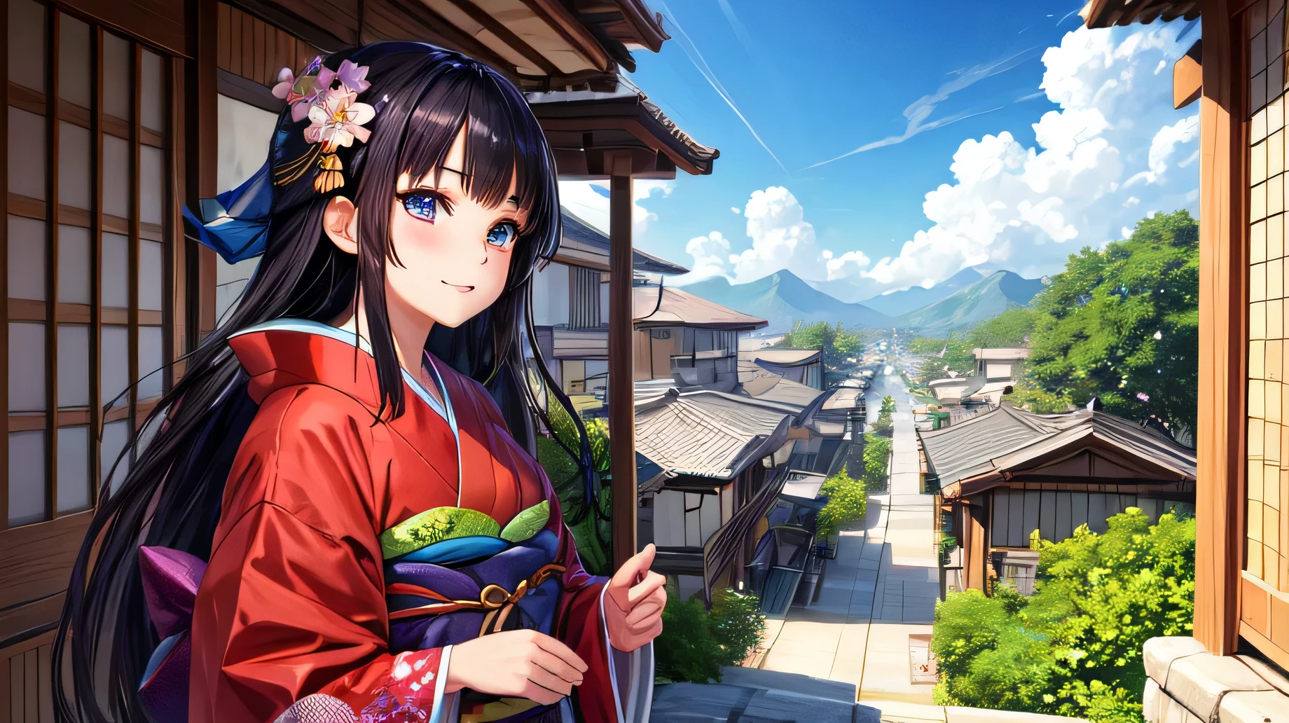 Perfect Face, for anime,Ancient Capital,Beautiful woman in kimono
