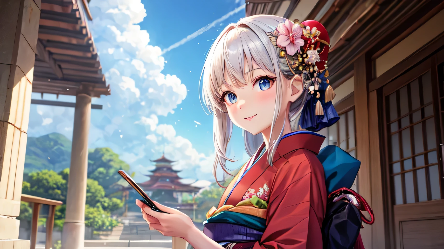Perfect Face, for anime,Ancient Capital,Beautiful young girl in a kimono