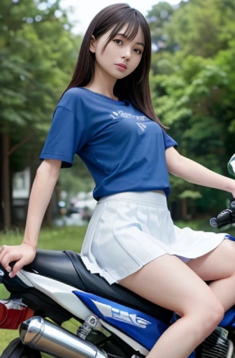 (((8k,High detail,High Detail、masterpiece,Attention to detail,Whole Body Ezbian,solo))),RAW Photos & Realistic atmosphere,Beautiful dark blue eyes,Mouth details,Glossy Lips,Fine eyebrows,With soft white skin that shines in every detail、Detailed eyes、Dark brown eyes,Very beautiful eyes,Detailed lips、Very beautiful face,Very well-formed face、A vivid face,Beautiful, shining lips, photo realistic, Realistic young gravure idol, Slender gravure idol, Beautiful and cute, ((Japanese))、Cute Korean idol style,Black Hair,White camisole、mini skirt、wear on mini-skirt,The front of the body is facing the camera、the body foward to camera,In town、city town,Spreading her legs,((spread legs wide:1.7)),(show girl's pussy:1.5),(Showing bare pubic hair),(She has her legs spread apart, exposing her crotch),(15years old),(girl),solo、outside,town street,short cut,Short Hair、Sitting with legs apart,spread knees,Knees spread wide,Thighs wide apart,looking at the camera,Narrow waist、High resolution,Super detailed,Fine details,Very detailed,very realistic eyes and face,Realistic students,Sharp Focus,natural light,day light,small bust,Wearing white sneakers,high quality