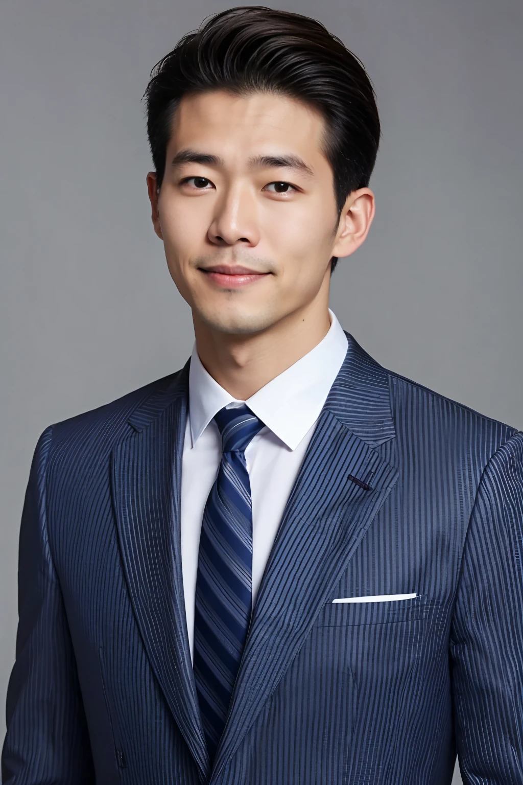 A 30-year-old .Handsome and handsome.Wear a suit and tie.Japanese man looking at the border with a smile.
