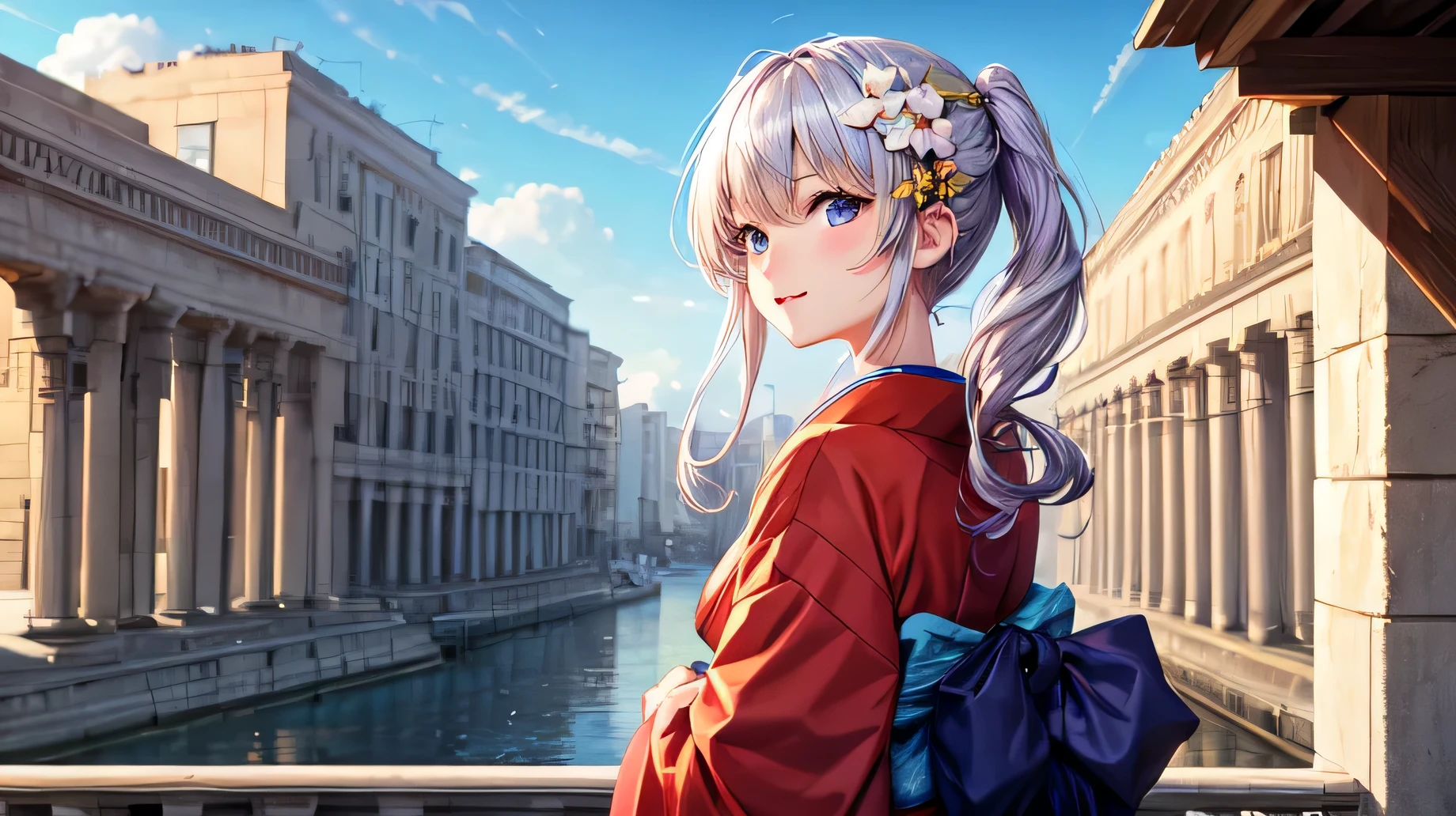Perfect Face, for anime,Ancient Capital,Beautiful young girl in a kimono