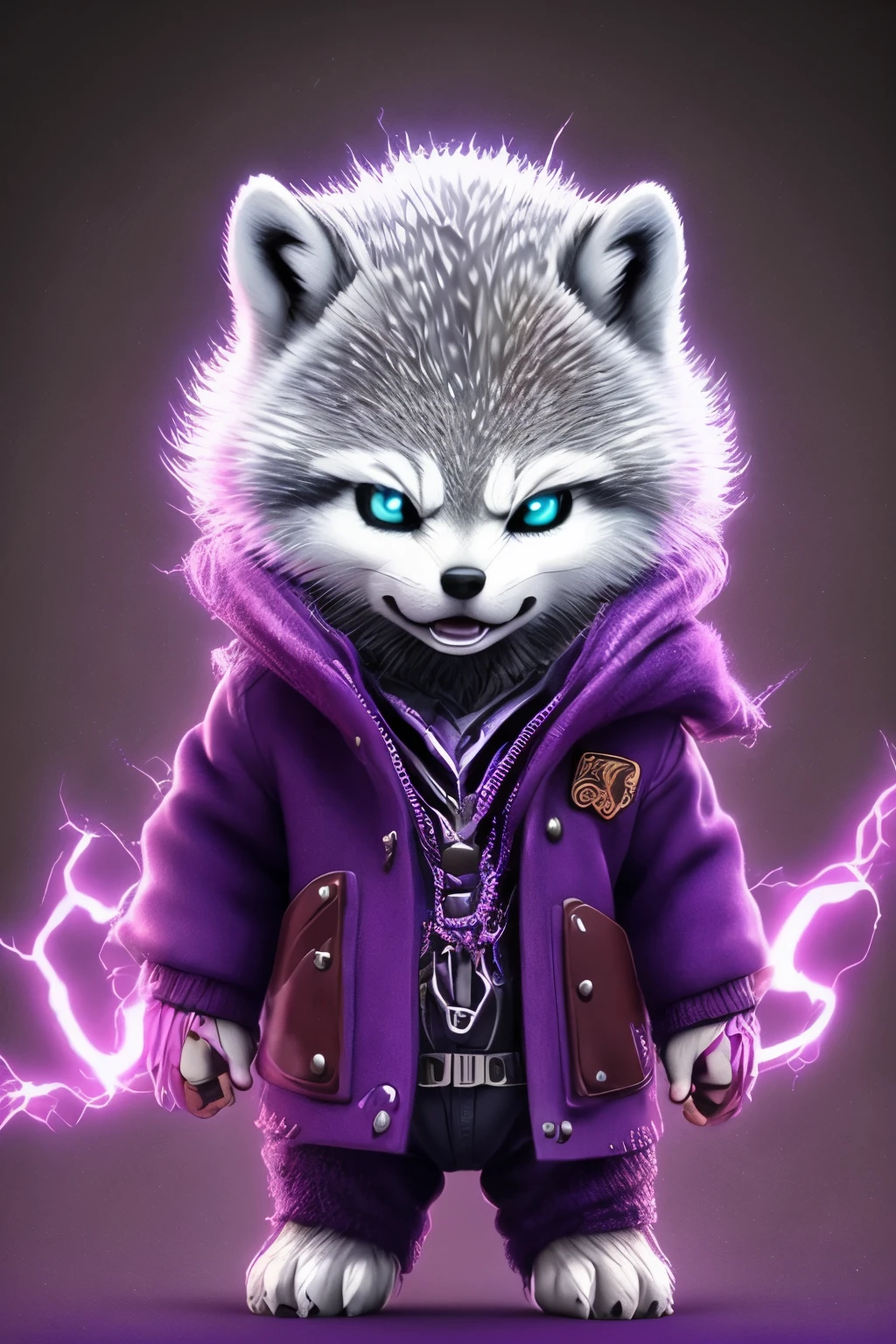 Purple is the main color、Wolf mascot、NFT wind、Wearing sunglasses and headphones、I like music、Anime character drawings、Looking this way