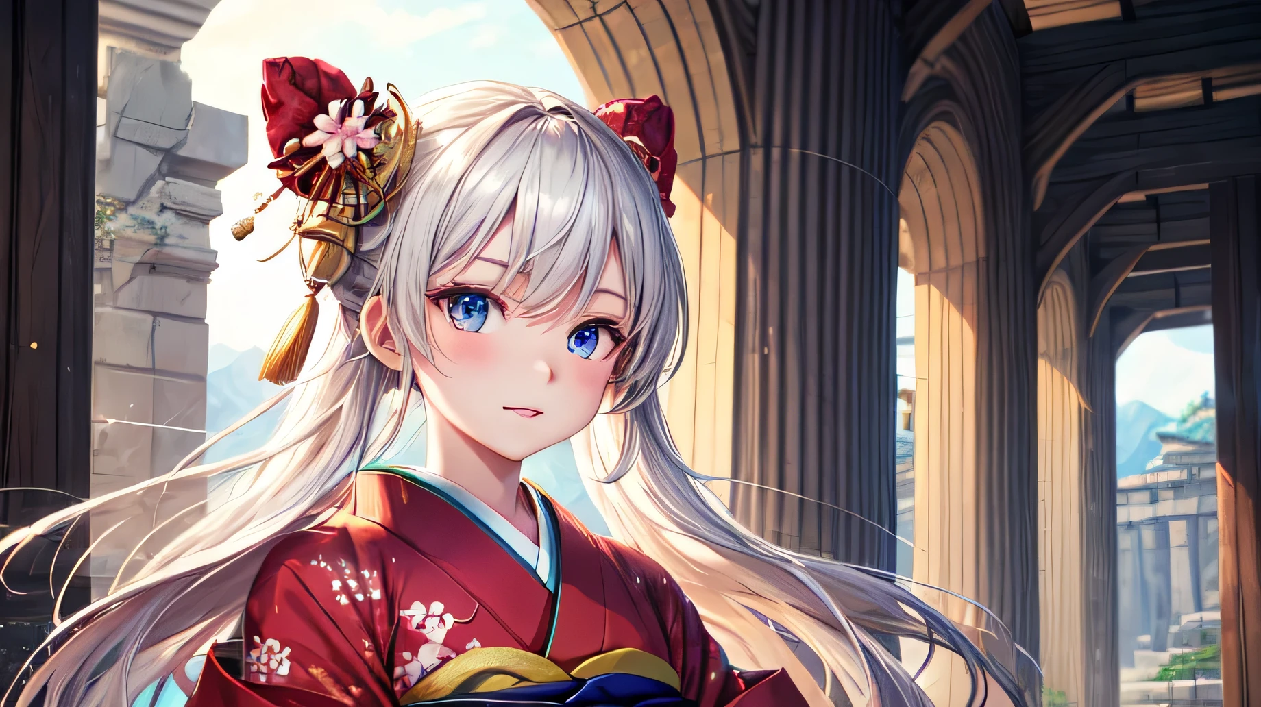 Perfect Face, for anime,Ancient Capital,Beautiful young girl in a kimono