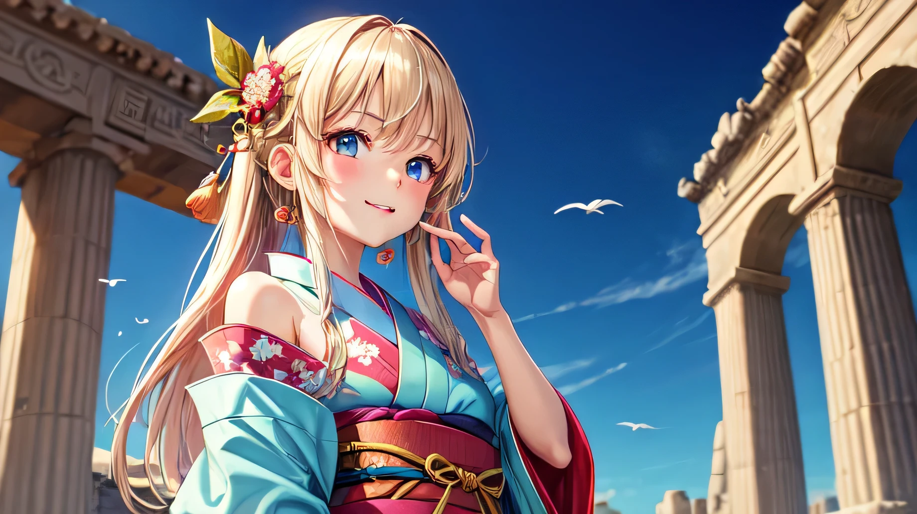 Perfect Face, for anime,Ancient Capital,Beautiful young girl in a kimono