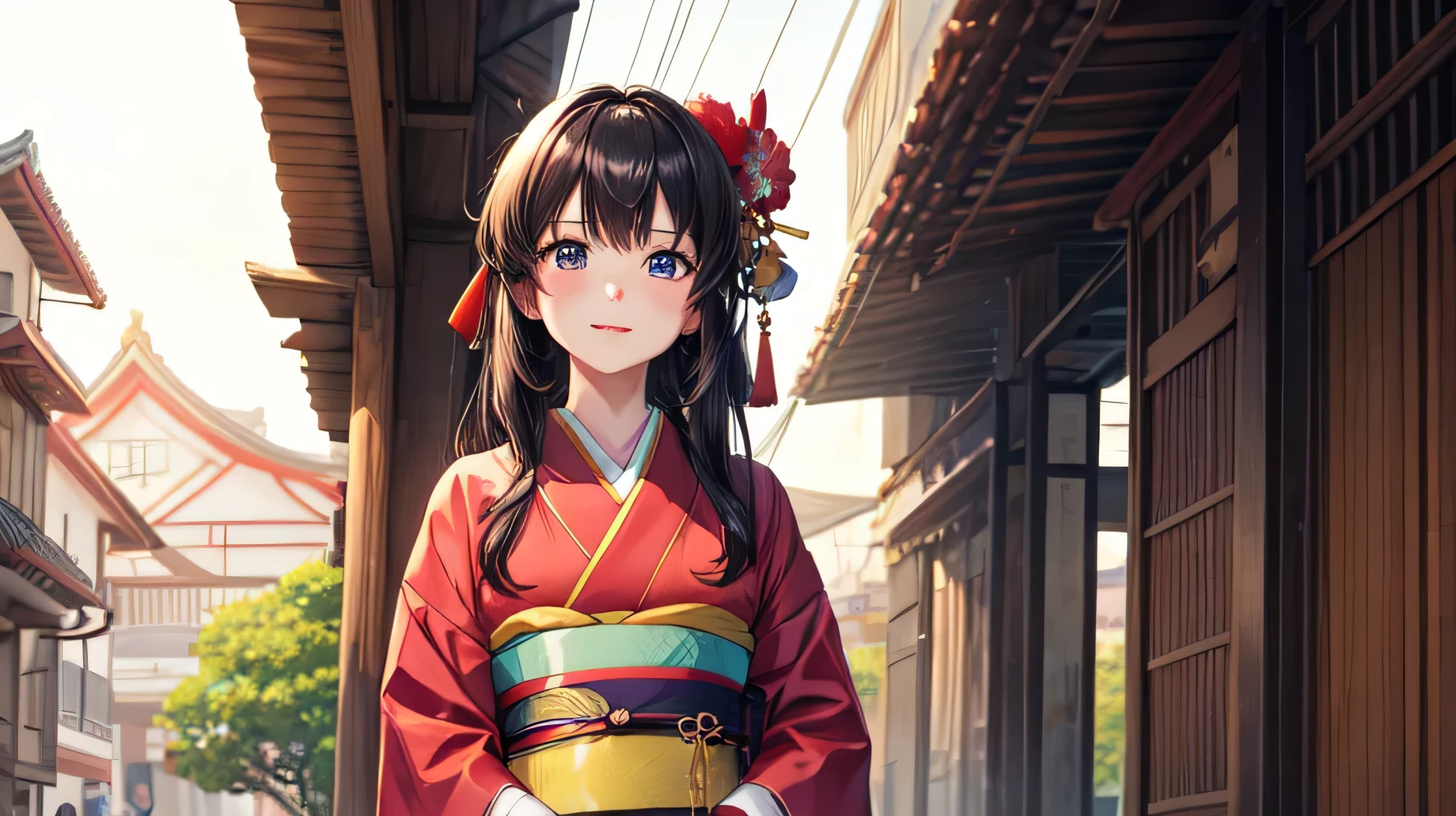 Perfect Face, for anime,Ancient Capital,Beautiful young girl in a kimono
