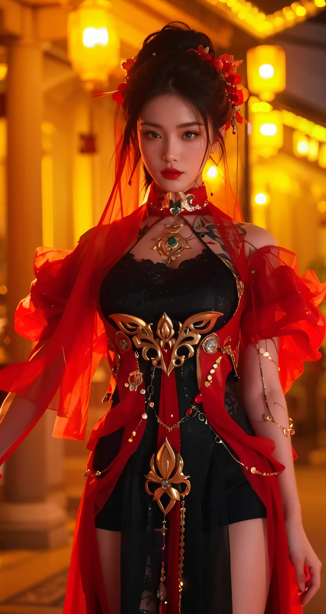 Game Art,Best image quality,Maximum resolution,8k,(A half-length photo),(portrait),(Head close-up),(Rule of Thirds),Unreal Engine 5 rendering works,20 year old girl,((Queen)),The eyes are very detailed,(Large Breasts),Elegance and nobility,Movie Lighting,Ray Tracing,Game CG,((3D Unreal Engine)),OC rendering reflection mode,4K,Ultra-clear,Sensual,Translucent lace,Fair and plump figure,Pretty Face,Glossy Gel Coat,身着华贵礼服的Queen,Crystal Gem Crown,Necklace jewelry,blue eyes,The tattoo is very three-dimensional,Gorgeous and intricate tattoo designs,Ultra-clear portrait,Sexy thick lips(Red lipstick)
