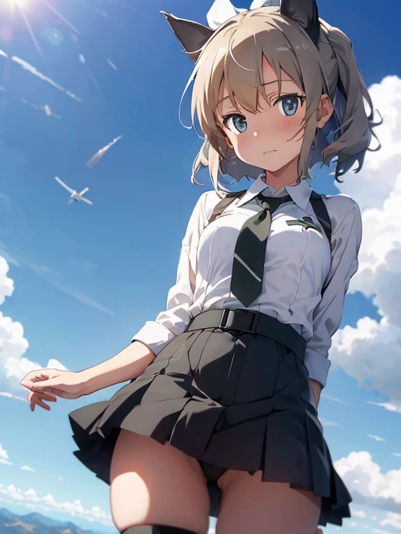 {(1girl florating in the sky at an altitude of 10000m), (out of focus background:1.4)}, {1girl, beasts_ears}, (strike witches:1.2)}