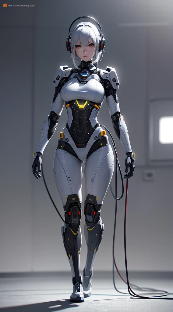 Beautiful full body photograph of a mechanical girl/android((ultra realistic details)), cinematic illumination, shadows and light, octane render, 8k, ultra sharp,metal,intricate, ornaments detailed, cold colors, Babylonian theme, highly intricate details, realistic light, trending on ArtStation, glowing eyes, facing camera, neon details, mechanical limbs,blood vessels connected to tubes,mechanical vertebra attaching to back,mechanical cervical attaching to neck,wires and cables connecting to the head, depth of field f/2.8