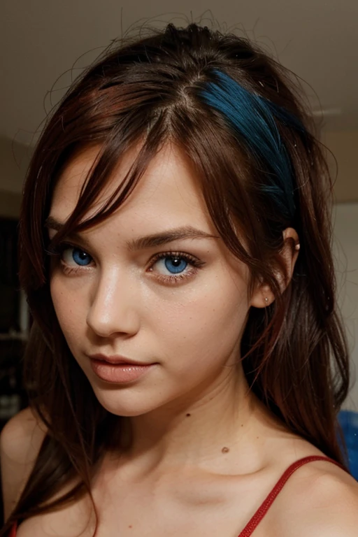sexy hot girl hair red and blue eye