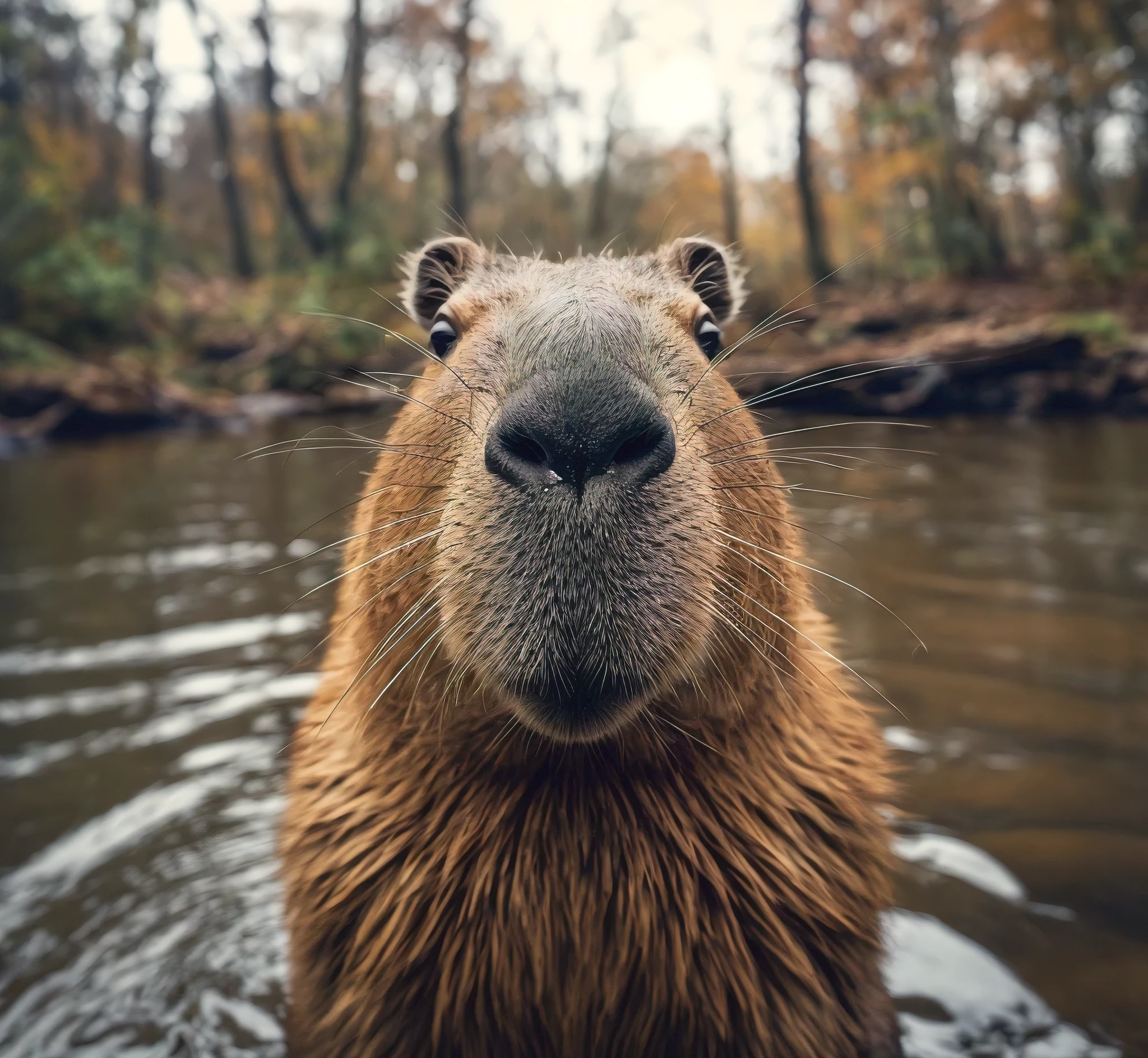 a small capybara facing the camera,joel robison style,expressive body language,cypherpunk,q hayashida,avacadopunk,wimmelbilder,(best quality,4k,8k,highres,masterpiece:1.2),ultra-detailed,realistic:1.37,HDR,UHD,studio lighting,ultra-fine painting,sharp focus,physically-based rendering,extreme detail description,professional,vivid colors,bokeh,portraits,landscape,horror,anime,sci-fi,photography,concept artists,colourful,soft lighting