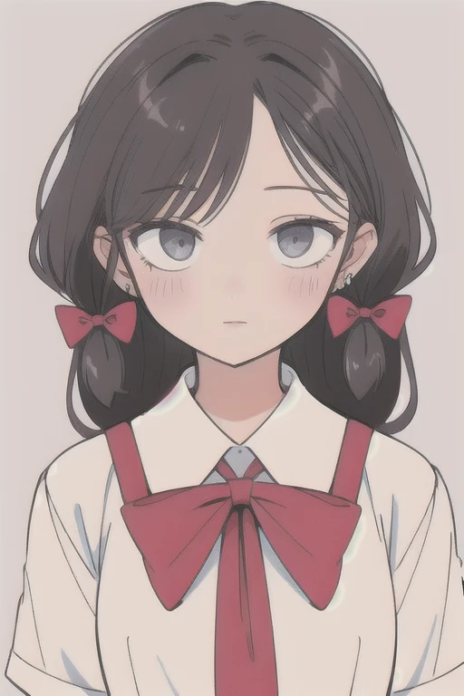 Rojeva has hair, Carnation Ribbon, gray , background school