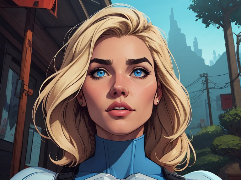 Personagem mulher estilo atompunkestilo artgerm Fallout 4 Jennifer Connelly le com marcas de guerras Imagem de desenho animado de uma mulher .Ilustra??o estilo desenho animado, estilo de arte dos desenhos animados, estilo de arte dos desenhos animados, digital illustration style, estilo atompunk design de personagens altamente estilo artgermdetalhado, arte digital detalhada coragem, Forest fan art, Design de personagens de retrato, beautiful digital illustration, retrato de alta qualidade, Arte em quadrinhos, mulher jovem cabelo com transas lindas . s lined eyes Medium large bust and wonderful sexy clothes. image expression of sexual desire from waist to head atompunk style Fallout 4 The perspective is from below, emphasizing the majesty and power of the Giganteum style Cartoon style digital illustration close-up of a woman with blonde hair and blue eyes, artgerm e lois van baarle, zenoscope, Betty Cooper, Lois van Baarle e Rossdraws, no estilo artgerm, artgerm julie bell beeple, retrato de emma geada, Invisible Woman, black canary, margot robbie em gta v, wonderful expression style Cartoon style digital illustration Jennifer Connelly artgerm style