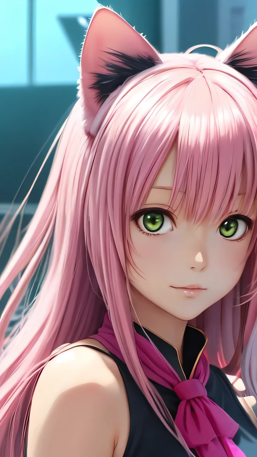 There is a woman with pink hair and cat ears., Very beautiful cute cat girl, Charming cat girl, Real life anime girls, Ultra realistic anime, beautiful Anime cat girl, Anime cat girl, Beautiful young cat girl, Very Beautiful Anime Cat Girl, Surreal , Enchanting anime girl, cute Anime cat girl, Cat ears anime girl