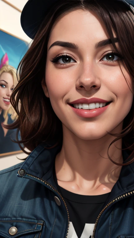 a close-up of a woman wearing a hat and jacket, Martin then portrait of artwork, Stanley Artgerm Lau, Artgerm detalhado, retrato de personagem em close, close da arte do personagem, estilo de stanley artgerm, estilo de arte realista, inspirado em Stanley Artgerm, close do retrato do personagem, artgerm extremamente detalhado, graphic artist artgerm with a smile of happiness 