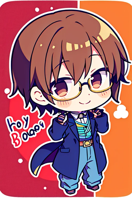 anime,manga,glasses,((boy)),(1boy), solo,very short hair,smile