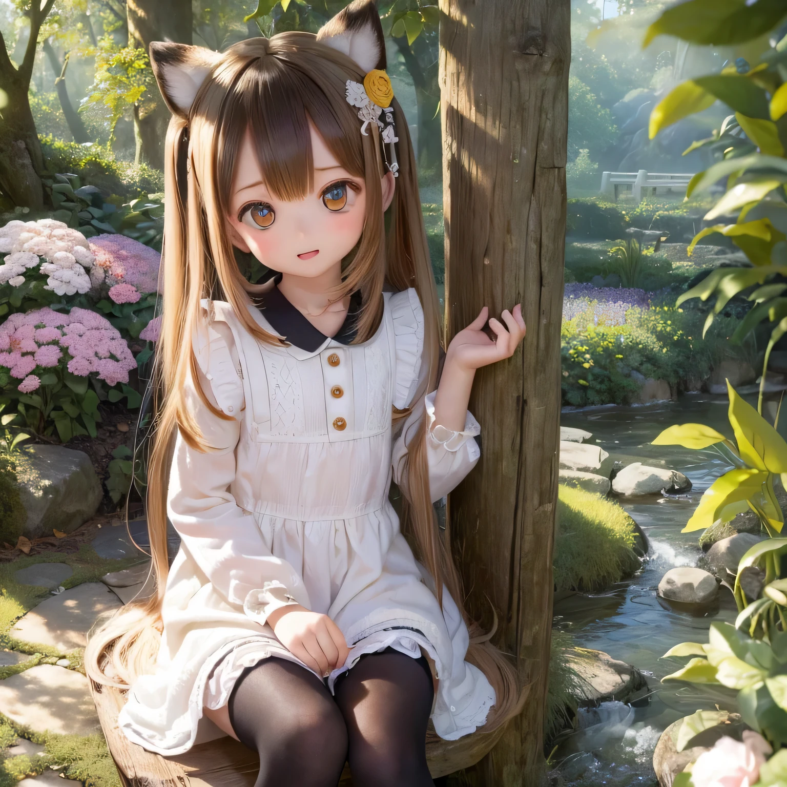 (ocean View) Girl inside(Calm) Country garden, Lush greenery and vibrant flowers々Surrounded by. she is(Wooden bench) and a(Soft cushion) While she gazes into the distance. The garden is located at the foot of a majestic mountain.(range) Reaching the sky, and its peaks covered in a blanket of(Wispy clouds). Girls are wearing(Flowing Summer Dress) It matches perfectly with the colors of the flowers blooming around her.. she(Beautiful fine details) shine and curiosity and wonder as she takes in the breathtaking(View) Before she. The sunlight shines through the leaves, casting(Mottled Shadows) On the ground. The air is filled and the sweet scent of blooming flowers and the gentle sound of birds chirping. The scene is warm(colorful) Shine, Create a sense of peace and tranquility. The girl's hair is dancing(breeze), adding to the Calm atmosphere of the place. This work、(Computer Generated Image) technology, and a focus on(Very detailed) Element and(Realistic) style. The colors are vibrant and lively, Bringing the scene to life. The lighting is soft、(Sunlit), Highlight the natural beauty of your surroundings. The overall image quality is top notch, and(4K resolution), capturing even the finest details and(Ultra-high resolution) Accuracy. This masterpiece of art combines the beauty of nature and the innocence and wonder of youth, Create a truly captivating visual experience.spread arms