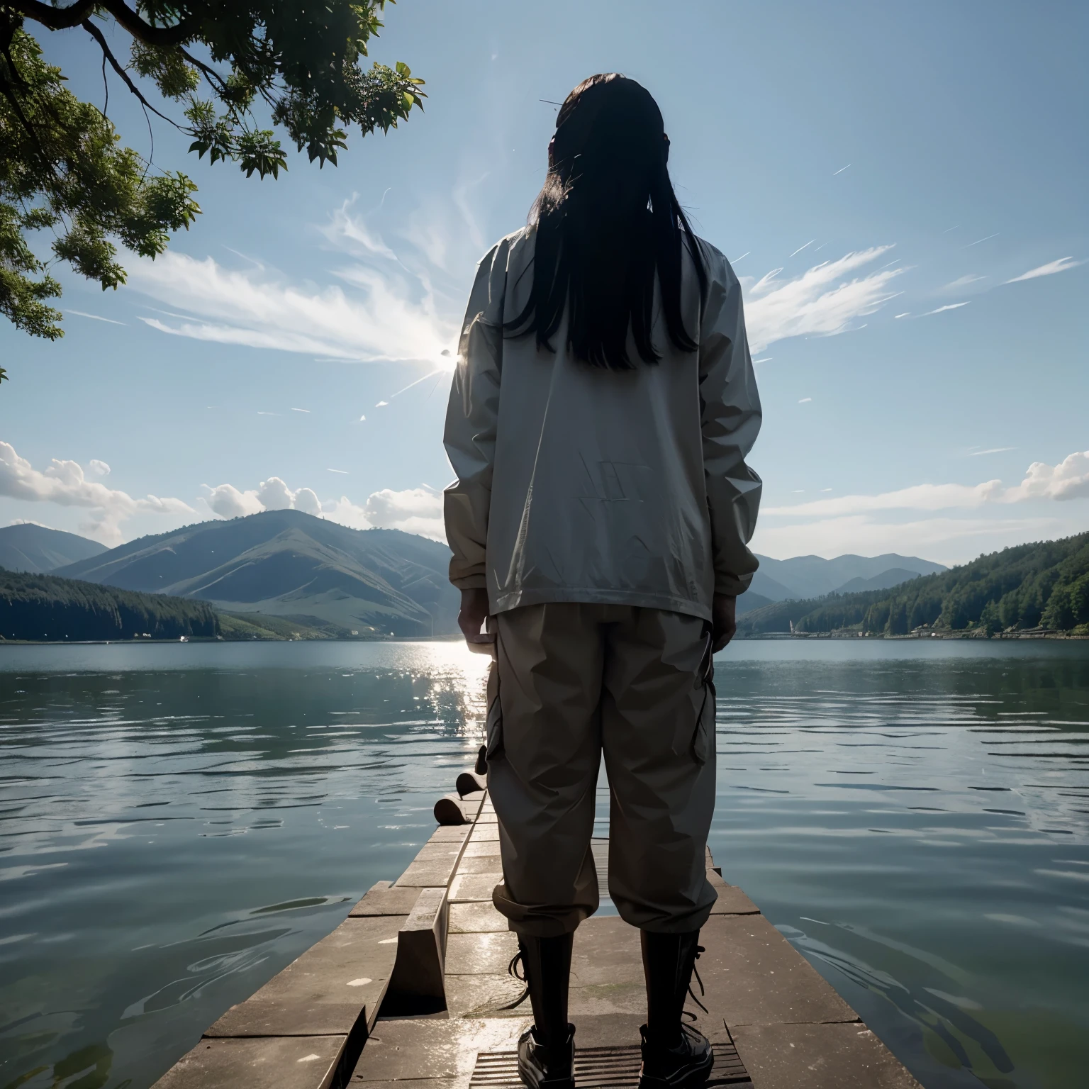 Zero two seeing naruto and his standing on lake seeing his own shadow
