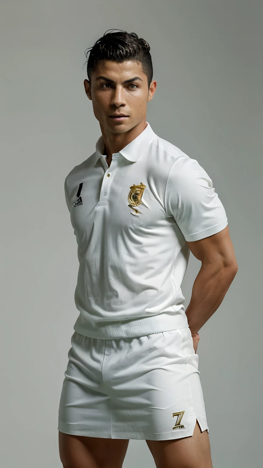 Cristiano Ronaldo's portrait is rendered with minimalist simplicity, focusing solely on his expression and the silhouette of the skirt against a clean, uncluttered background, creating a striking visual impact.