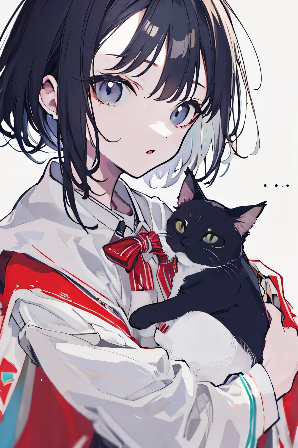 ((highest quality)), ((masterpiece)), (detailed), perfect face cute、Holding a cat、
