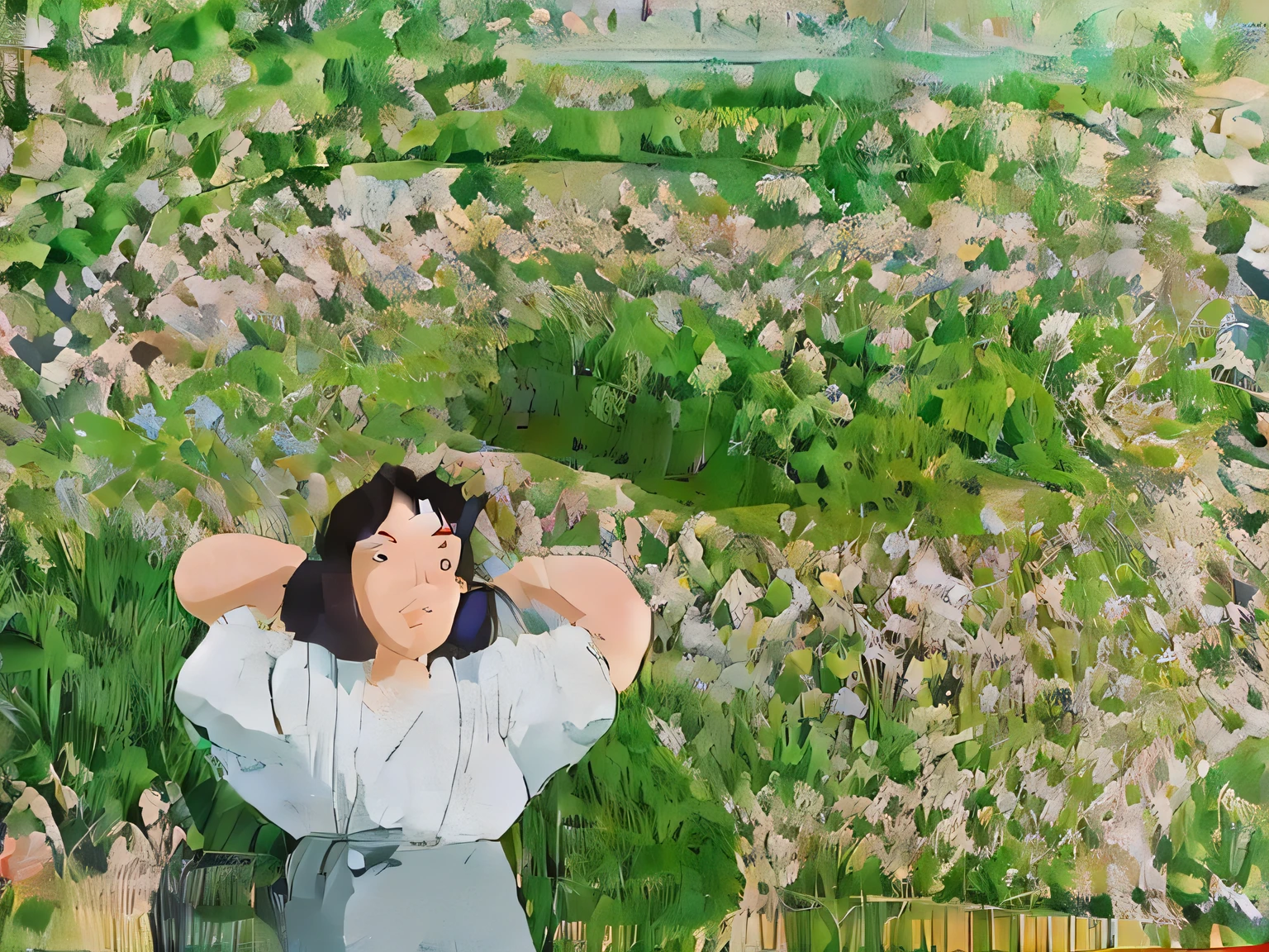 Studio Ghibli,90s Japanese poster design,light brush,third-person perspective , a warmth light ,--ar 3:4 --s 250 --niji 5