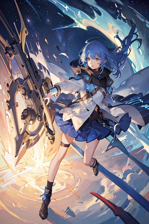 Eriana:age:21 years old:The human protagonist and the girl assigned to the exploration unit belong to:Weapon used by Wanderer&technology magic, Fire attribute, Wind attribute, Light attribute magic engineering character design:He wears a jacket with a pocket for easy carrying of the blue hair magic stone and goggles.