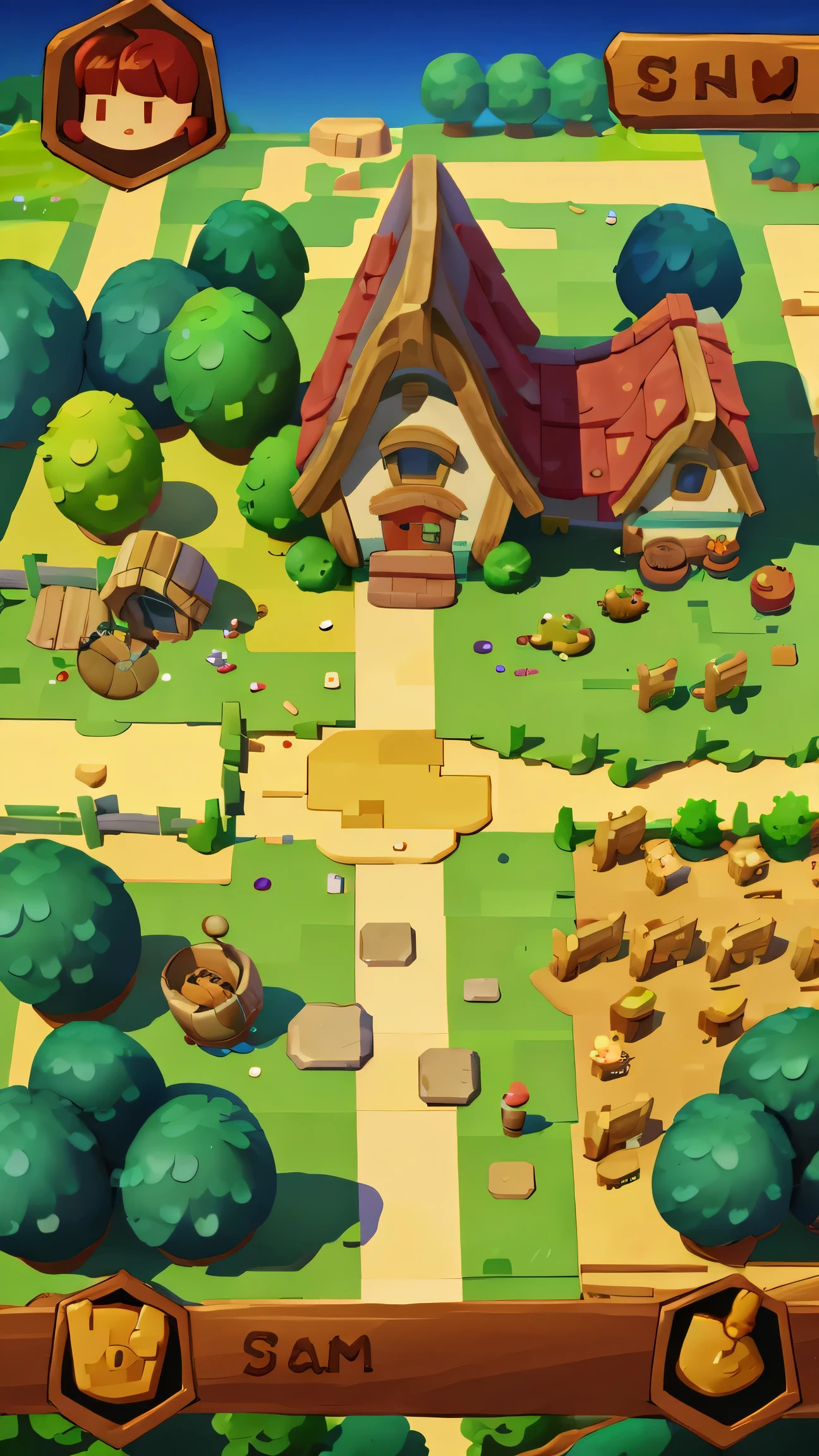 Close-up of a farm，There are a group of animals inside, in Game Screenshot, Stardew Valley, screenshot, Villagers are busy farming, human farm, Game screenshot, screenshot, Outside the farm, Farm Background, Game Screen, Game screenshot, Farmers, On a farm, Game Screenshot, scifi farm, Official screenshot, Mobile Game Art，flat，No UI，No text，2d