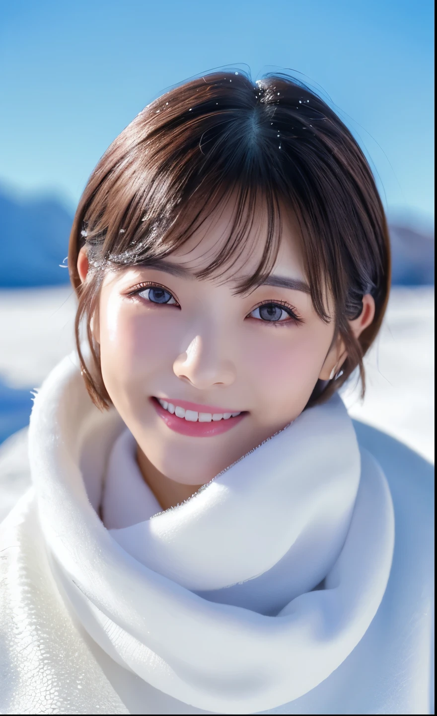 (highest quality、Tabletop、8k、Best image quality、Award-winning works)、1 girl、Face close-up、Look at me and smile、Strapless micro bikini in the middle of winter:1.8、(frozen snow field in winter:1.1)、Icy ground、(Amazing starry sky:1.2)、(that'it's snowing:1.1)、(Tyndall effect:1.1)、Spectacular Cinema Lighting、(Accurate anatomy:1.1)、short hair、Ultra-high definition beauty face、Long eyelashes、Natural Makeup、Ultra HD Hair、Ultra-high resolution eyes、(Beautiful skin that stands out in ultra-high resolution:1.1)、Ultra-high quality glossy lips