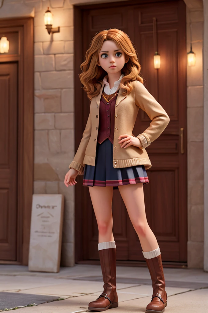 Hermione Granger wearing a short skirt, revealing her ass, white skin