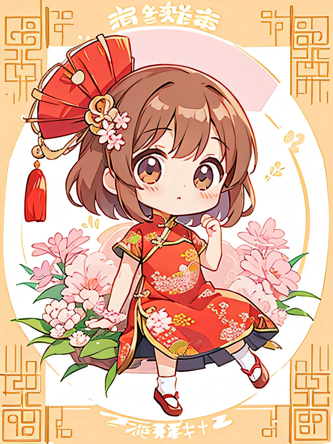 Momoko Sakura Style, Kawaii Design, many girls, most beautiful girl ever、Chibi, Chinese Style Hair、(((China dress)))