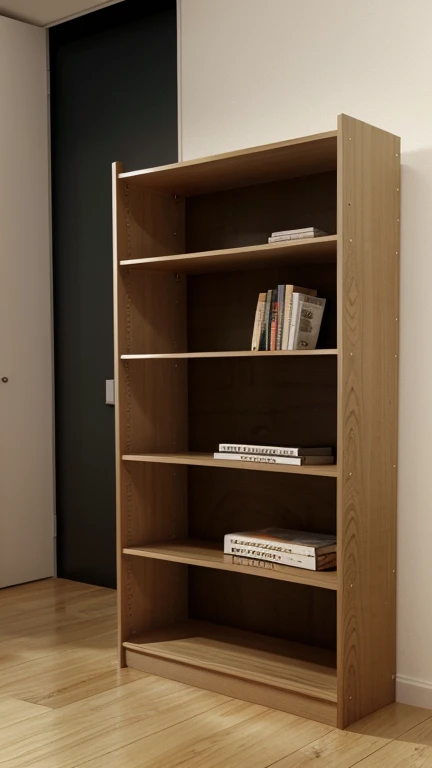 Specification 800mm*300mm*2000mm, 6th gear, wooden modular bookshelf, Use of self-made plywood, modern people's tastes, bookshelf center, image without background, 3D rendering